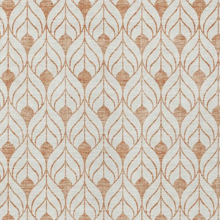 3' X 5' Salmon And Beige Geometric Washable Indoor Outdoor Area Rug