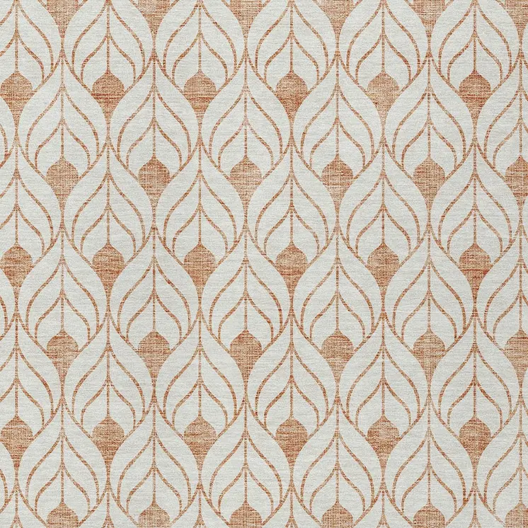 5' X 8' Salmon And Beige Geometric Washable Indoor Outdoor Area Rug