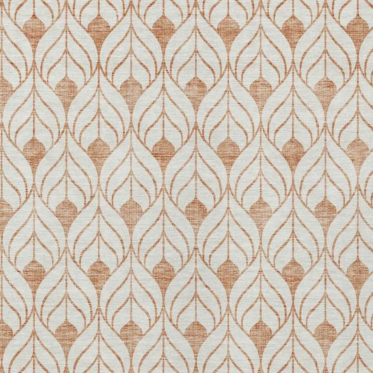 8' X 10' Salmon And Beige Geometric Washable Indoor Outdoor Area Rug