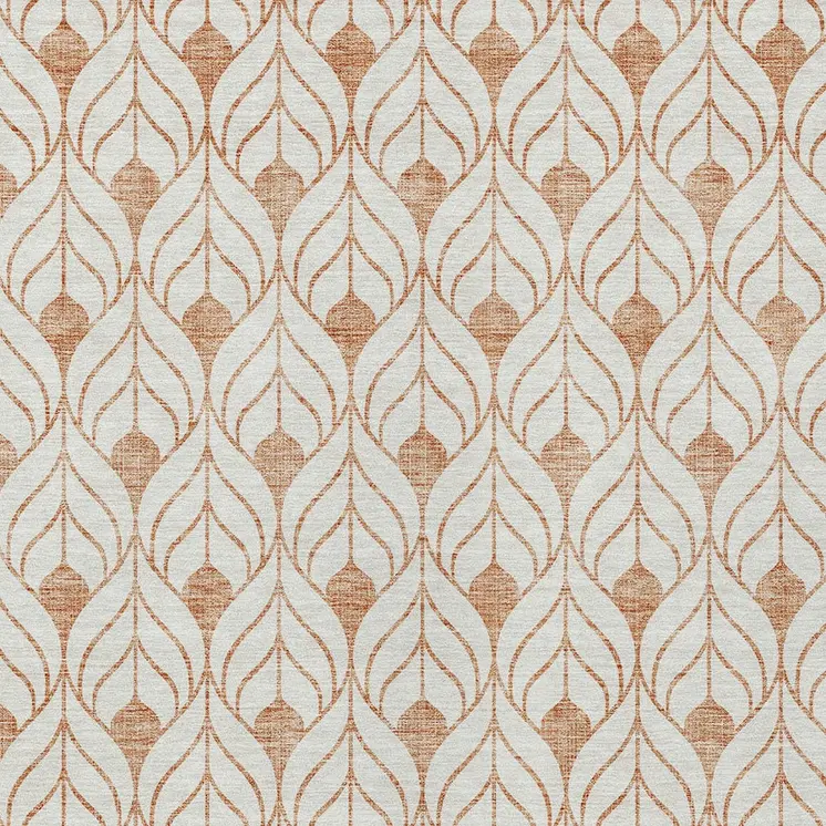 10' X 14' Salmon And Beige Geometric Washable Indoor Outdoor Area Rug