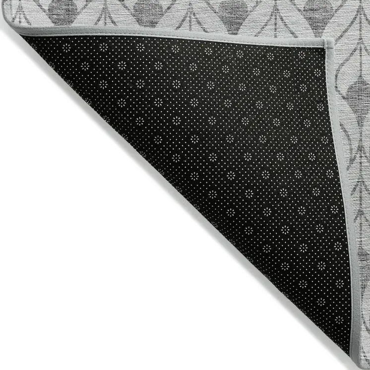 5' X 8' Silver And Gray Geometric Washable Indoor Outdoor Area Rug