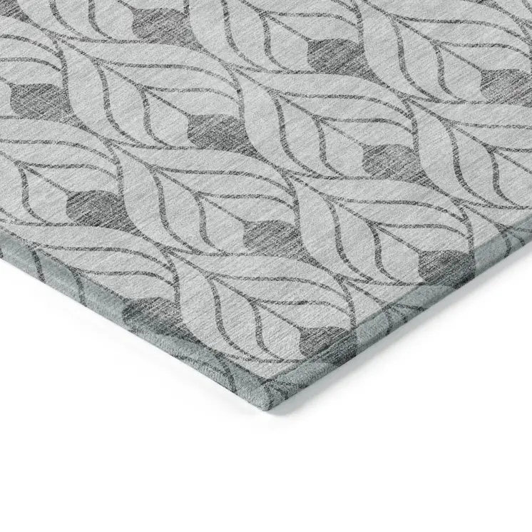 5' X 8' Silver And Gray Geometric Washable Indoor Outdoor Area Rug