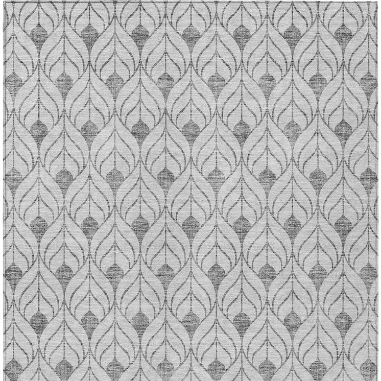 5' X 8' Silver And Gray Geometric Washable Indoor Outdoor Area Rug