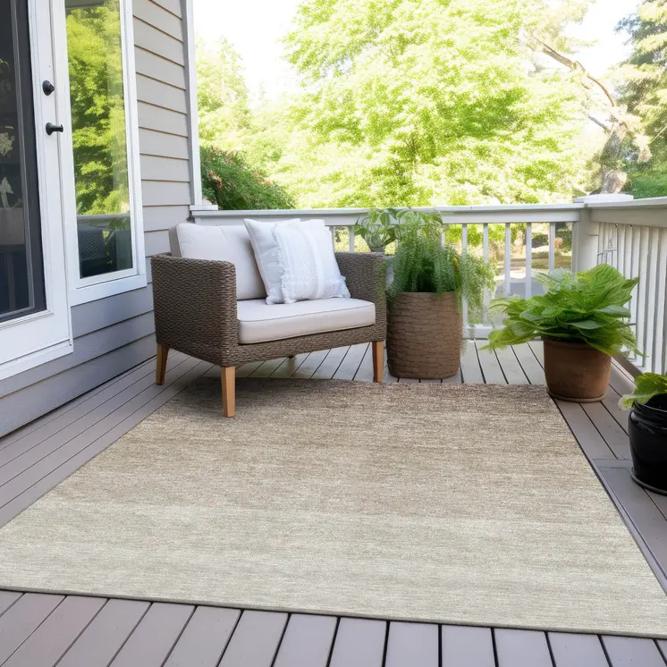 3' X 5' Beige And Ivory Ombre Washable Indoor Outdoor Area Rug