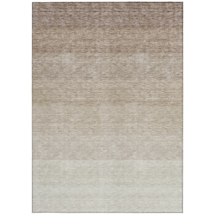 10' X 14' Beige And Ivory Ombre Washable Indoor Outdoor Area Rug