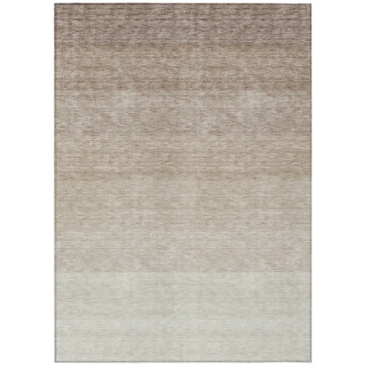 10' X 14' Beige And Ivory Ombre Washable Indoor Outdoor Area Rug