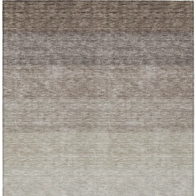 10' X 14' Brown And Ivory Ombre Washable Indoor Outdoor Area Rug
