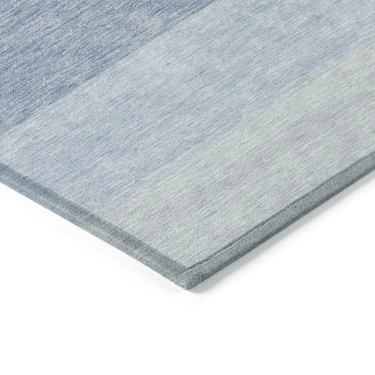 3' X 5' Blue And Gray Ombre Washable Indoor Outdoor Area Rug