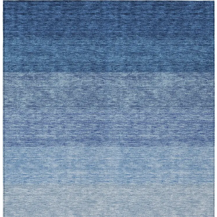 3' X 5' Blue And Gray Ombre Washable Indoor Outdoor Area Rug