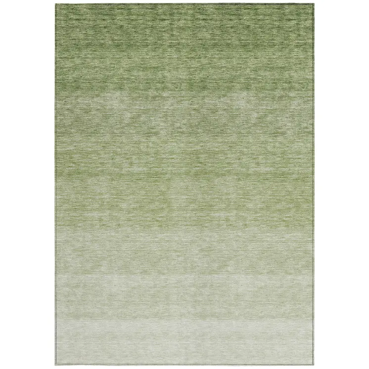 5' X 8' Green And Ivory Ombre Washable Indoor Outdoor Area Rug