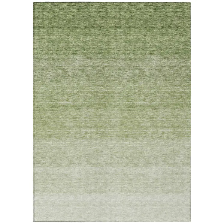 10' X 14' Green And Ivory Ombre Washable Indoor Outdoor Area Rug
