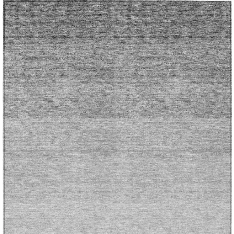 5' X 8' Gray And Light Gray Ombre Washable Indoor Outdoor Area Rug