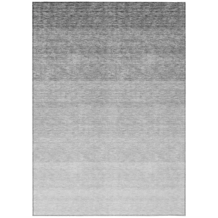 5' X 8' Gray And Light Gray Ombre Washable Indoor Outdoor Area Rug