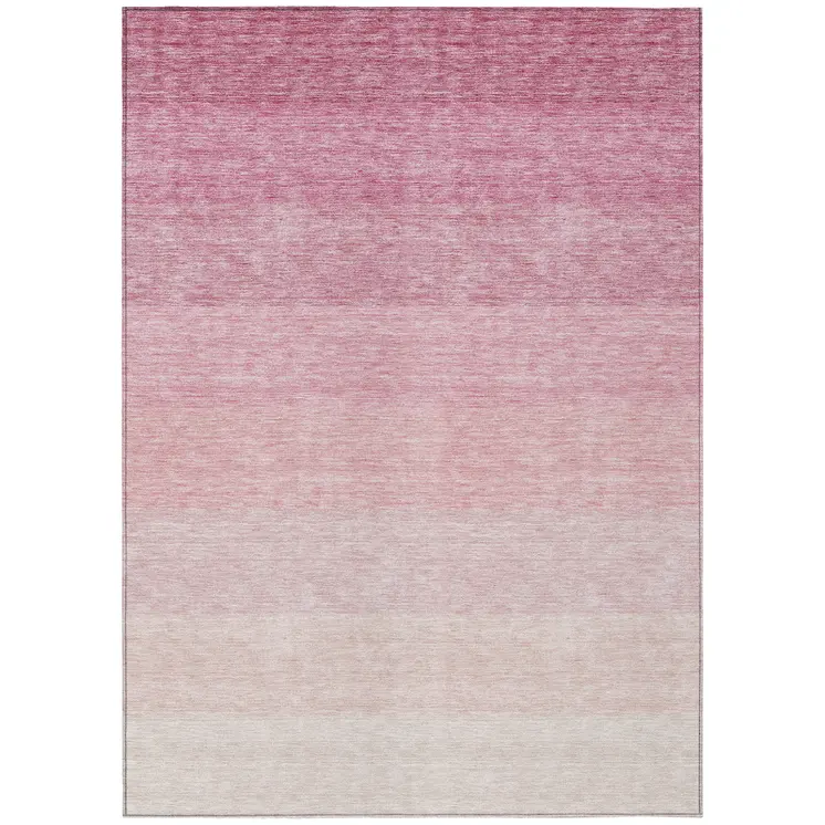 3' X 5' Pink And Ivory Ombre Washable Indoor Outdoor Area Rug
