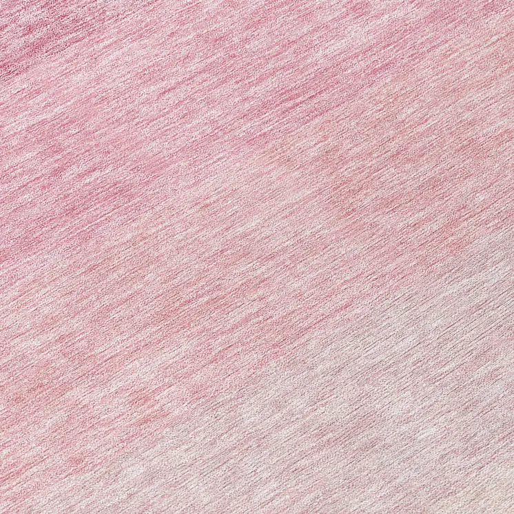 8' Pink And Ivory Round Ombre Washable Indoor Outdoor Area Rug
