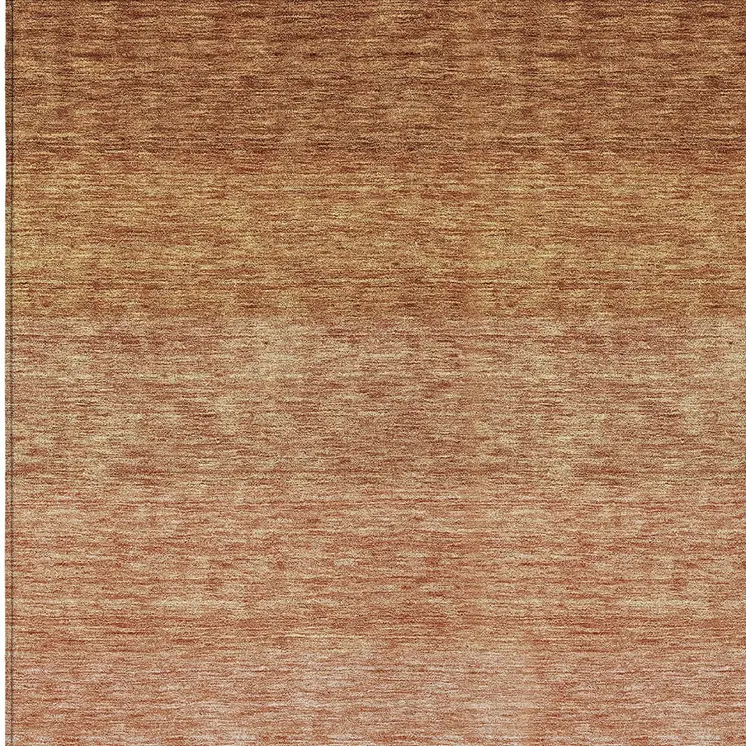 9' X 12' Copper And Beige Ombre Washable Indoor Outdoor Area Rug