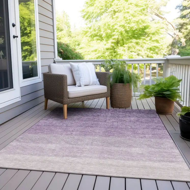 3' X 5' Purple And Lavender Ombre Washable Indoor Outdoor Area Rug