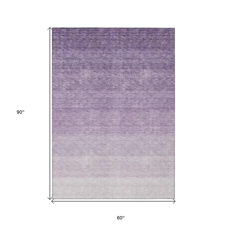 5' X 8' Purple And Lavender Ombre Washable Indoor Outdoor Area Rug