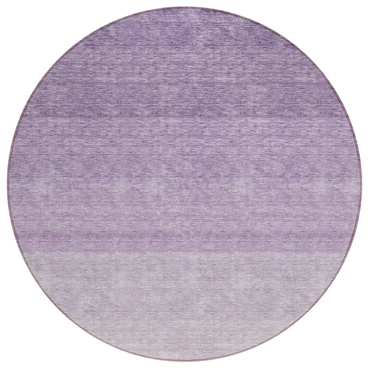 8' Purple And Lavender Round Ombre Washable Indoor Outdoor Area Rug