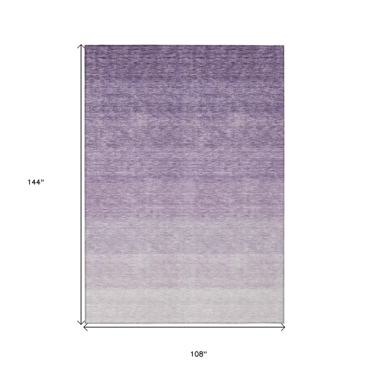 9' X 12' Purple And Lavender Ombre Washable Indoor Outdoor Area Rug
