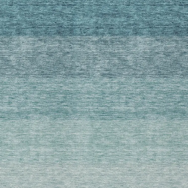 8' X 10' Teal Blue And Ivory Ombre Washable Indoor Outdoor Area Rug
