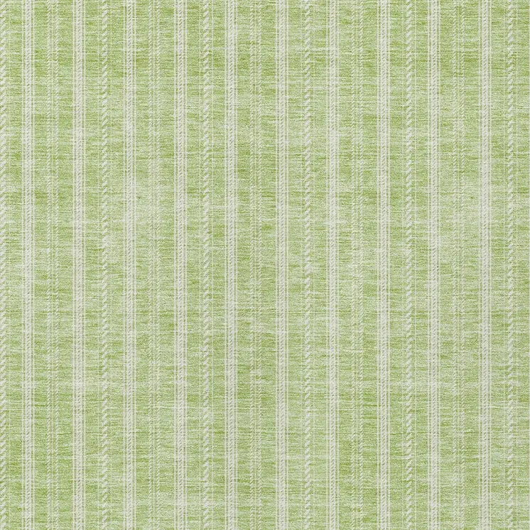 5' X 8' Artichoke Green And Ivory Striped Washable Indoor Outdoor Area Rug