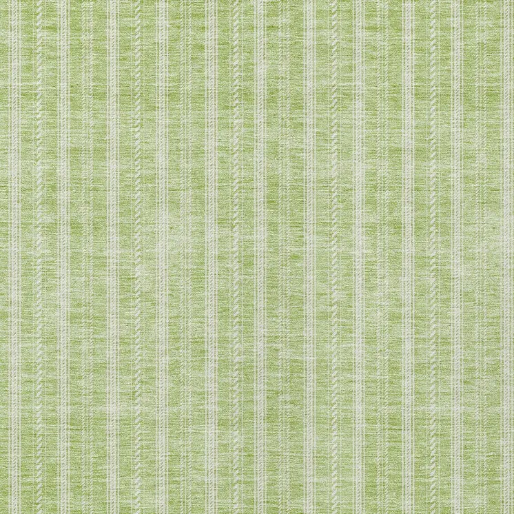 9' X 12' Artichoke Green And Ivory Striped Washable Indoor Outdoor Area Rug