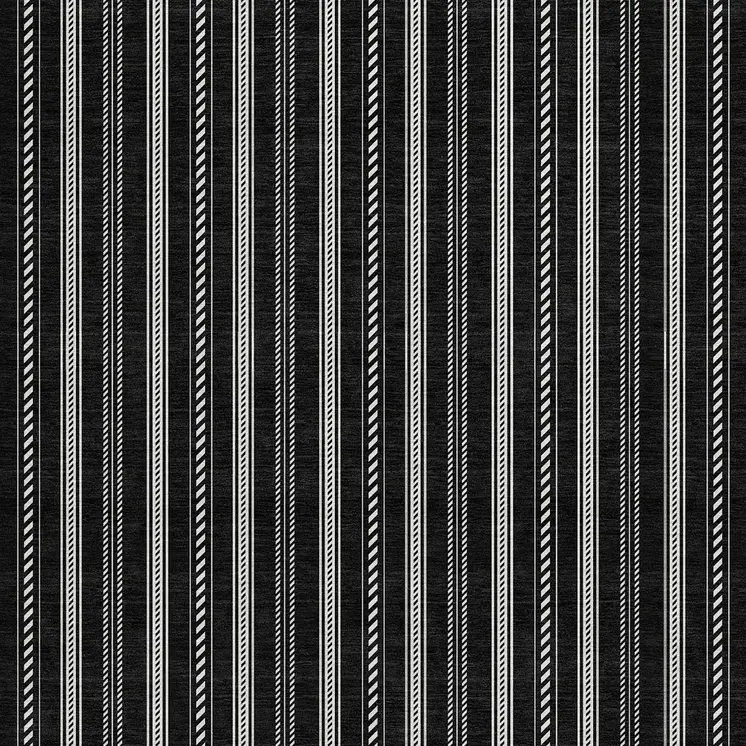 8' Black And Ivory Round Striped Washable Indoor Outdoor Area Rug