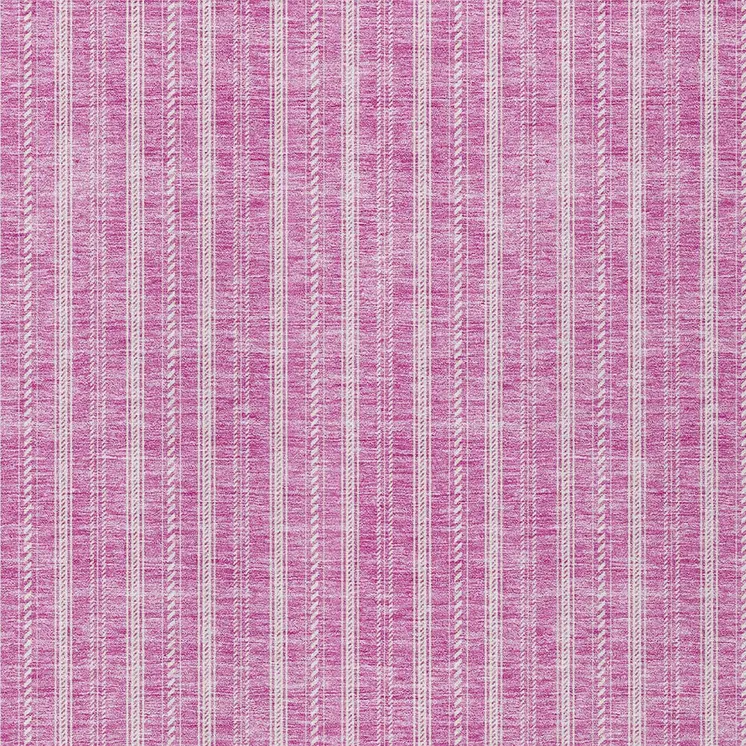 9' X 12' Blush And Ivory Striped Washable Indoor Outdoor Area Rug