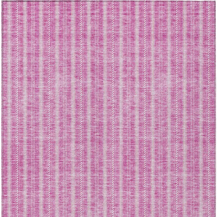 10' X 14' Blush And Ivory Striped Washable Indoor Outdoor Area Rug