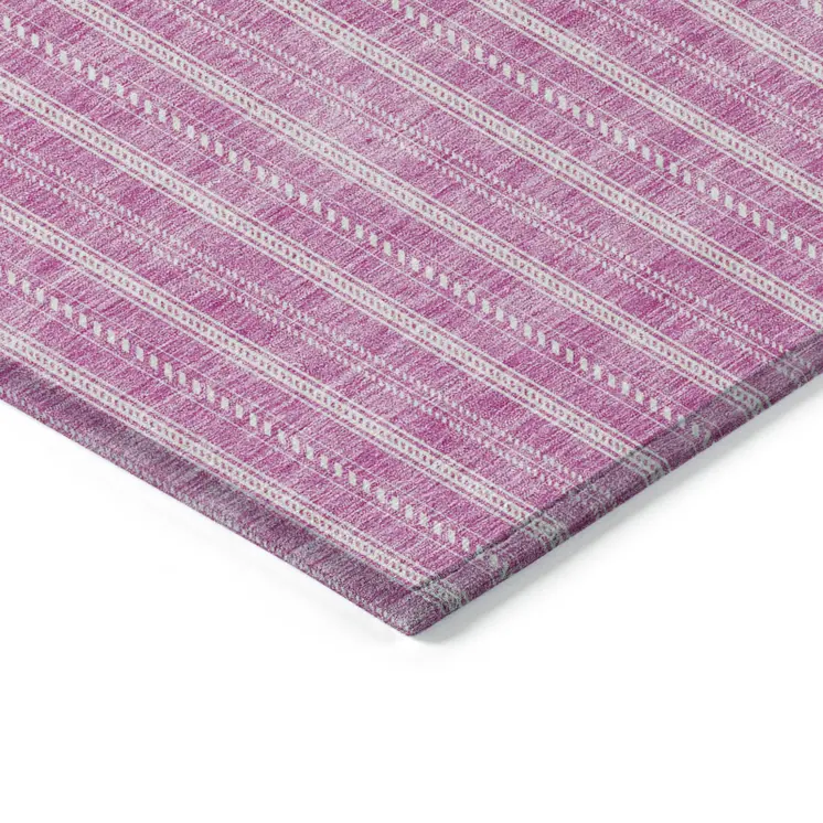 10' X 14' Blush And Ivory Striped Washable Indoor Outdoor Area Rug