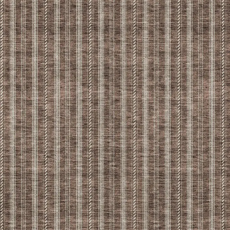 9' X 12' Brown And Ivory Striped Washable Indoor Outdoor Area Rug