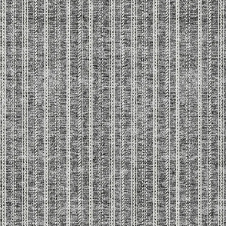 10' X 14' Gray And Ivory Striped Washable Indoor Outdoor Area Rug