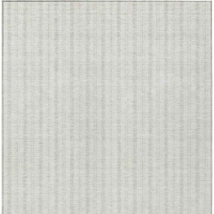 3' X 5' Ivory And Beige Striped Washable Indoor Outdoor Area Rug