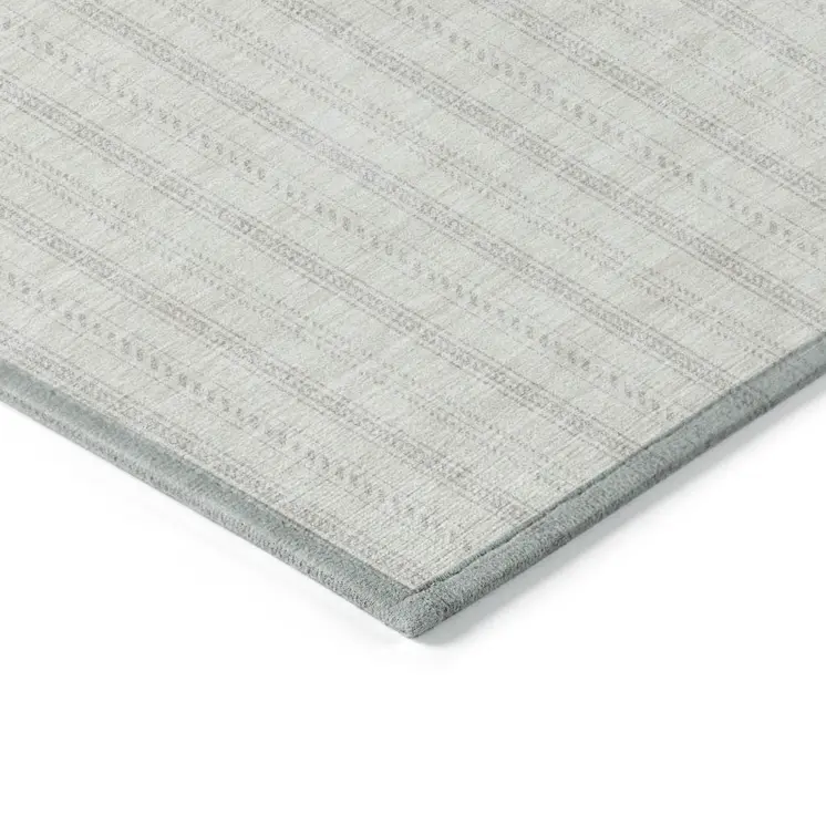 5' X 8' Ivory And Beige Striped Washable Indoor Outdoor Area Rug