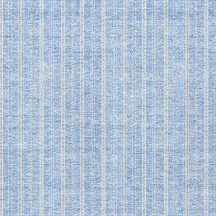 5' X 8' Sky Blue And Ivory Striped Washable Indoor Outdoor Area Rug