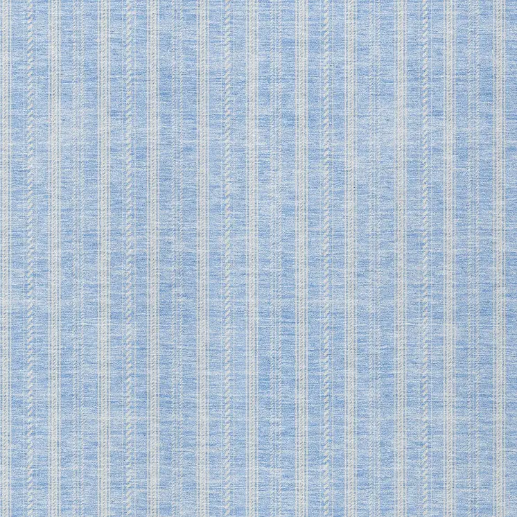 9' X 12' Sky Blue And Ivory Striped Washable Indoor Outdoor Area Rug