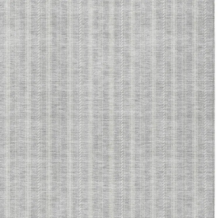 10' X 14' Silver And Ivory Striped Washable Indoor Outdoor Area Rug