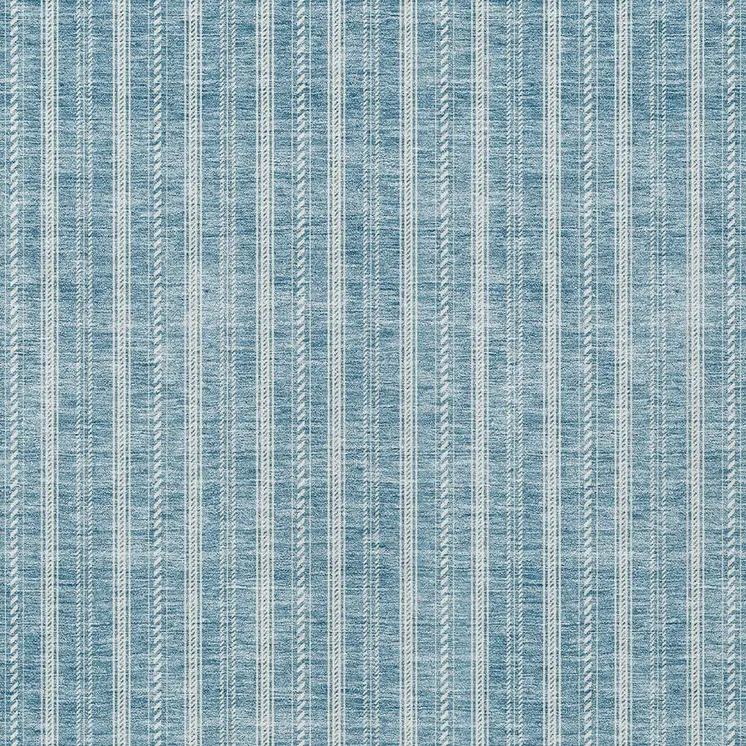 10' X 14' Teal Blue And Ivory Striped Washable Indoor Outdoor Area Rug