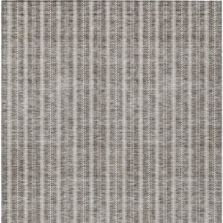 8' X 10' Taupe And Ivory Striped Washable Indoor Outdoor Area Rug