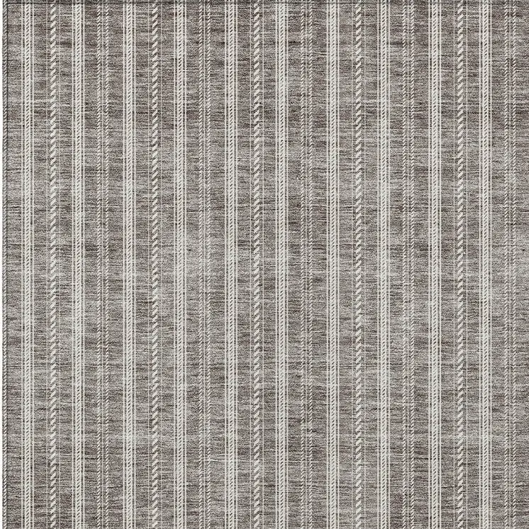 9' X 12' Taupe And Ivory Striped Washable Indoor Outdoor Area Rug
