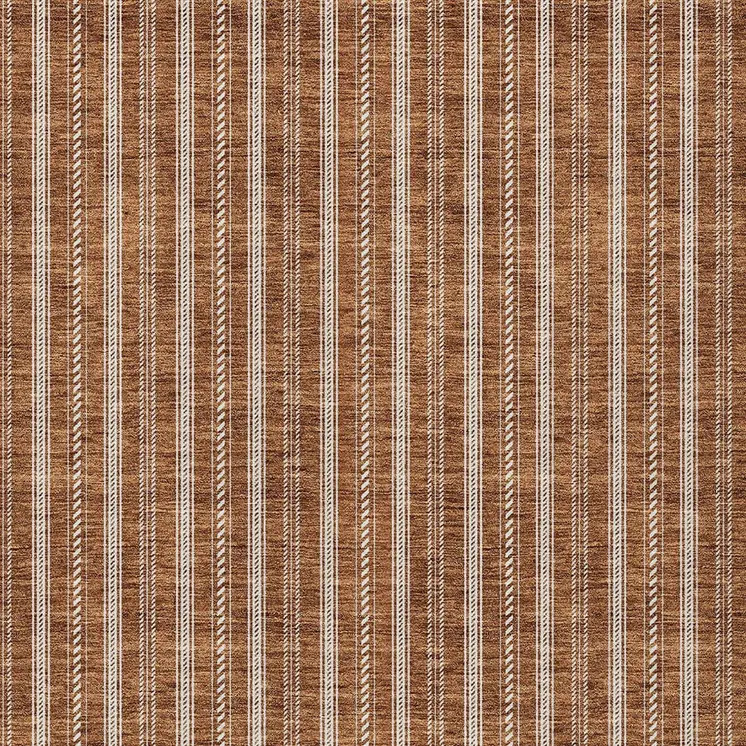 8' X 10' Terra Cotta And Ivory Striped Washable Indoor Outdoor Area Rug