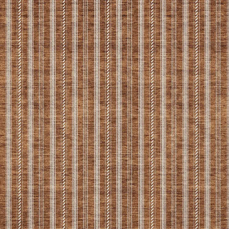 10' X 14' Terra Cotta And Ivory Striped Washable Indoor Outdoor Area Rug