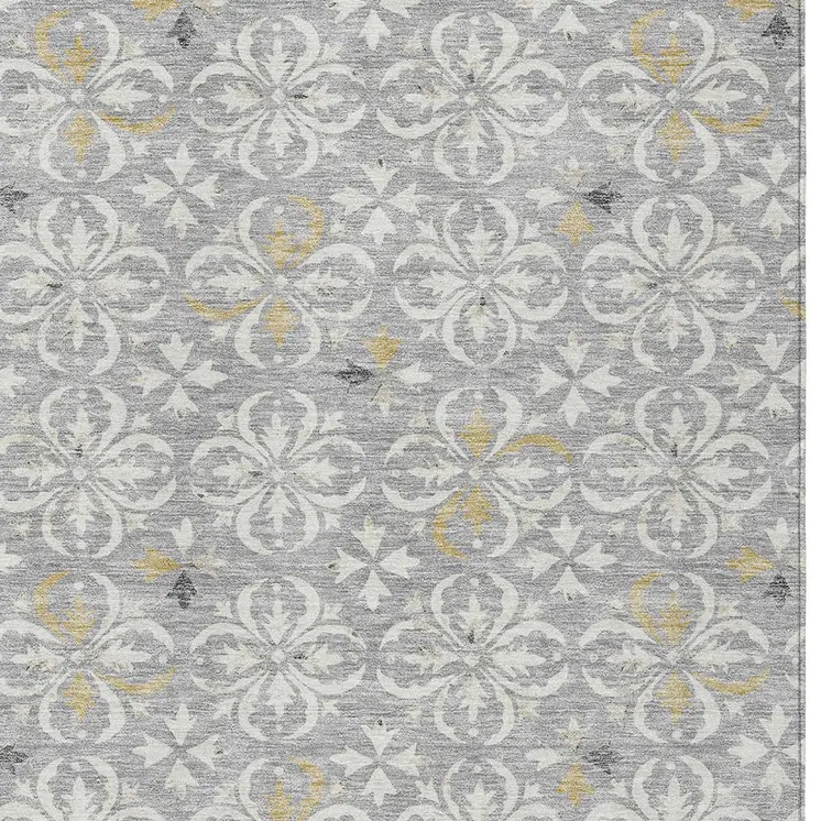 5' X 8' Gray Ivory And Brown Floral Washable Indoor Outdoor Area Rug