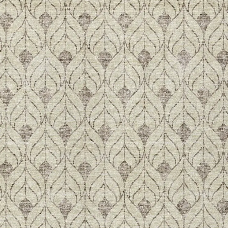 3' X 5' Beige And Taupe Geometric Washable Indoor Outdoor Area Rug