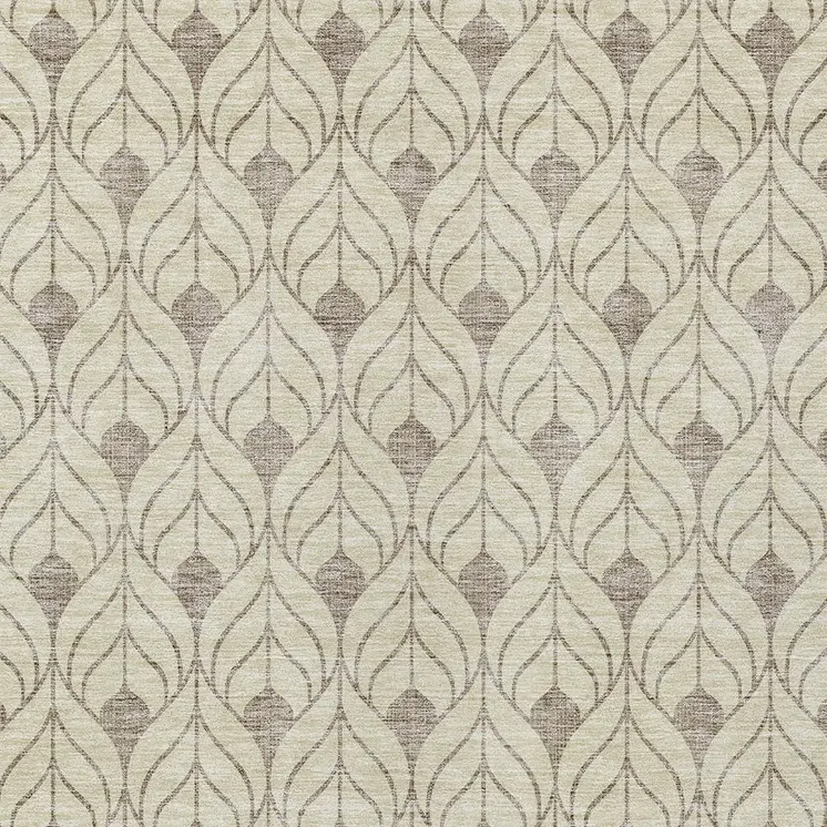 9' X 12' Beige And Taupe Geometric Washable Indoor Outdoor Area Rug