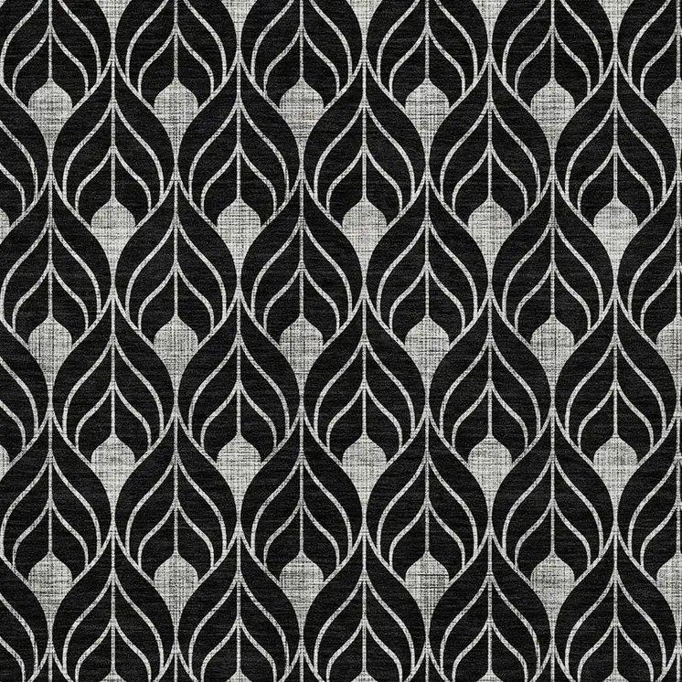 8' X 10' Black And Ivory Geometric Washable Indoor Outdoor Area Rug