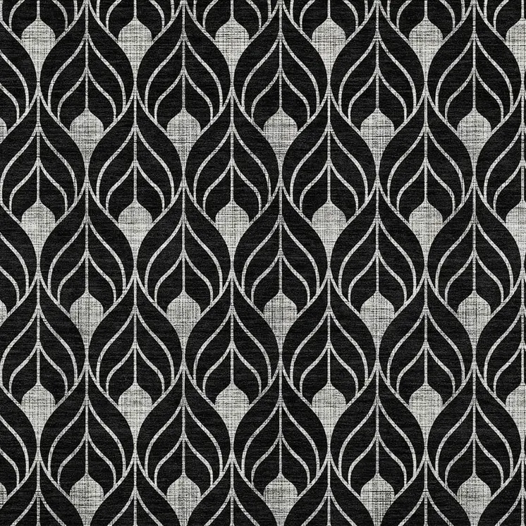 10' X 14' Black And Ivory Geometric Washable Indoor Outdoor Area Rug
