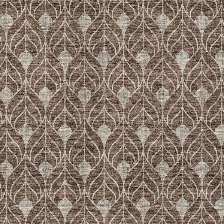 9' X 12' Brown And Beige Geometric Washable Indoor Outdoor Area Rug