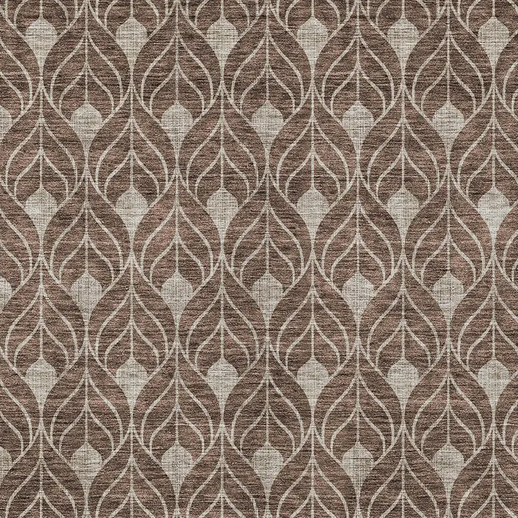 10' X 14' Brown And Beige Geometric Washable Indoor Outdoor Area Rug